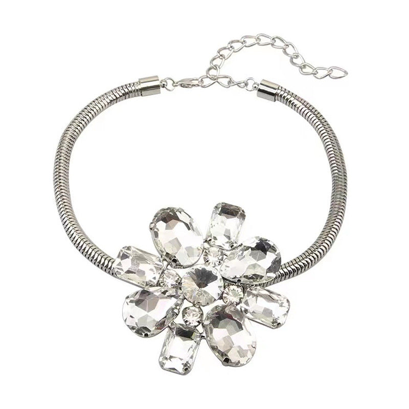 Collar De Flor De Cristal Grande De Aleación Al Por Mayor